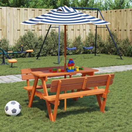 Picnic table for 4 children with umbrella hole made of fir wood. by , Garden tables - Ref: Foro24-3281620, Price: 124,56 €, D...