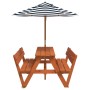 Picnic table for 4 children with umbrella hole made of fir wood. by , Garden tables - Ref: Foro24-3281620, Price: 124,56 €, D...