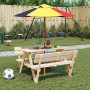 Picnic table for 4 children with umbrella hole made of fir wood. by , Garden tables - Ref: Foro24-3281617, Price: 116,34 €, D...