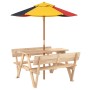 Picnic table for 4 children with umbrella hole made of fir wood. by , Garden tables - Ref: Foro24-3281617, Price: 116,34 €, D...