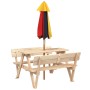 Mesa de picnic para 4 niños agujero para sombrilla madera abeto de , Mesas de jardín - Ref: Foro24-3281617, Precio: 116,34 €,...