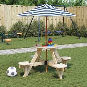 Mesa de picnic para 4 niños agujero para sombrilla madera abeto de , Mesas de jardín - Ref: Foro24-3281622, Precio: 110,99 €,...