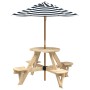 Picnic table for 4 children with umbrella hole made of fir wood. by , Garden tables - Ref: Foro24-3281622, Price: 110,21 €, D...