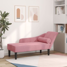 Rosa Samt-Sofa mit Chaiselongue und Kissen. von , Tagesbetten - Ref: Foro24-4007591, Preis: 152,64 €, Rabatt: %