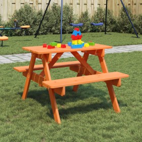 Mesa de picnic para 4 niños agujero para sombrilla madera abeto de , Mesas de jardín - Ref: Foro24-4008984, Precio: 69,99 €, ...