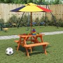 Picnic table for 4 children with umbrella hole made of fir wood. by , Garden tables - Ref: Foro24-4008984, Price: 69,35 €, Di...