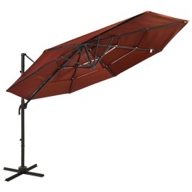 4-tier parasol with terracotta aluminum pole 3x3 m by vidaXL, Umbrellas - Ref: Foro24-313833, Price: 193,99 €, Discount: %