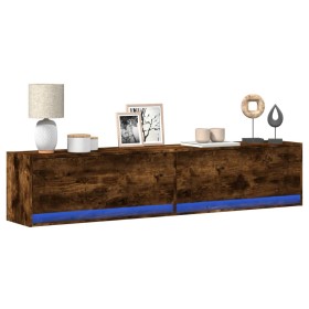 Wall-mounted TV unit with LED smoked oak 180x31x38 cm by , TV Furniture - Ref: Foro24-3307951, Price: 164,99 €, Discount: %