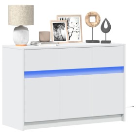 TV stand with LED made of white engineered wood 91x34x61 cm by , TV Furniture - Ref: Foro24-852180, Price: 107,98 €, Discount: %