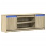 LED TV stand in Sonoma oak engineered wood 139.5x34x50 cm by , TV Furniture - Ref: Foro24-852196, Price: 99,05 €, Discount: %