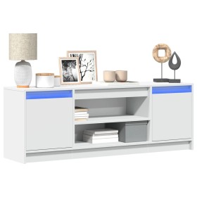 TV stand with LED lights, engineered wood, white, 139.5x34x50 cm by , TV Furniture - Ref: Foro24-852194, Price: 102,16 €, Dis...