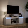 TV stand with LED lights, engineered wood, white, 139.5x34x50 cm by , TV Furniture - Ref: Foro24-852194, Price: 102,29 €, Dis...