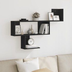 Engineered wood black wall shelf 100x15x70 cm by , Shelves and shelves - Ref: Foro24-853192, Price: 36,24 €, Discount: %