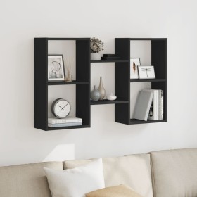 Engineered wood black wall shelf 96x18x60 cm by , Shelves and shelves - Ref: Foro24-853228, Price: 40,32 €, Discount: %