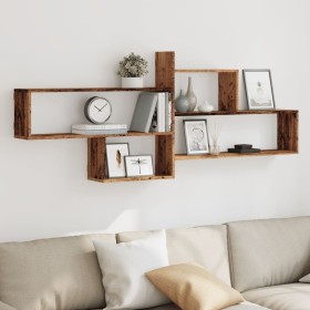 Aged engineered wood wall shelf 167.5x18x68 cm by , Shelves and shelves - Ref: Foro24-853324, Price: 39,36 €, Discount: %