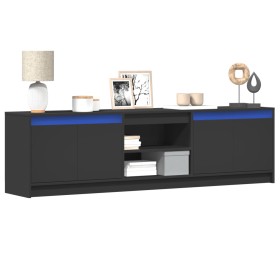 TV stand with LED lights, engineered wood, black, 180x34x50 cm by , TV Furniture - Ref: Foro24-3307913, Price: 154,25 €, Disc...