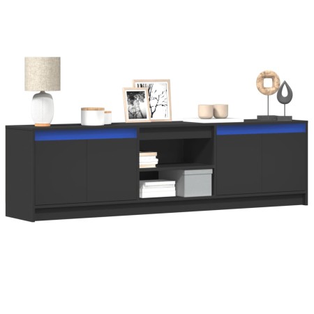 Mueble de TV con LED madera de ingeniería negro 180x34x50 cm de , Muebles TV - Ref: Foro24-3307913, Precio: 154,25 €, Descuen...