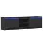 TV stand with LED lights, engineered wood, black, 180x34x50 cm by , TV Furniture - Ref: Foro24-3307913, Price: 152,75 €, Disc...