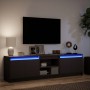 TV stand with LED lights, engineered wood, black, 180x34x50 cm by , TV Furniture - Ref: Foro24-3307913, Price: 152,75 €, Disc...