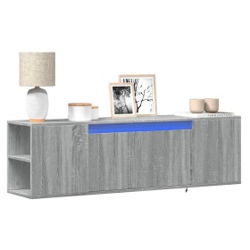 Wall-mounted TV stand with LED lights in Sonoma gray, 135x31x39.5 cm. by , TV Furniture - Ref: Foro24-852388, Price: 95,82 €,...