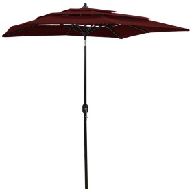 3-tier parasol with burgundy aluminum pole 2x2 m by vidaXL, Umbrellas - Ref: Foro24-313848, Price: 65,91 €, Discount: %