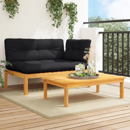 Garden pallet sofa set with 2 acacia wood cushions. by , Outdoor sofas - Ref: Foro24-3324820, Price: 263,55 €, Discount: %