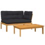 Garden pallet sofa set with 2 acacia wood cushions. by , Outdoor sofas - Ref: Foro24-3324820, Price: 263,55 €, Discount: %