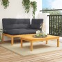 Garden pallet sofa set with 2 acacia wood cushions. by , Outdoor sofas - Ref: Foro24-3324817, Price: 268,55 €, Discount: %