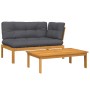 Garden pallet sofa set with 2 acacia wood cushions. by , Outdoor sofas - Ref: Foro24-3324817, Price: 268,55 €, Discount: %