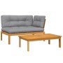 Garden pallet sofa set with 2 acacia wood cushions. by , Outdoor sofas - Ref: Foro24-3324818, Price: 263,65 €, Discount: %