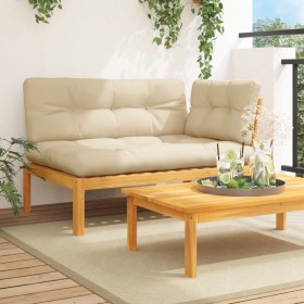 Corner garden pallet sofa with acacia wood