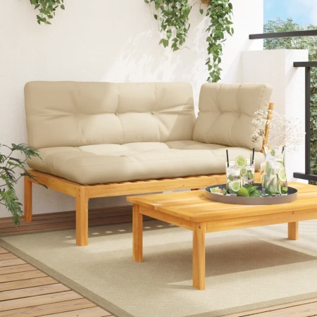 Corner garden pallet sofa with acacia wood cushions by , Outdoor sofas - Ref: Foro24-3324783, Price: 221,09 €, Discount: %