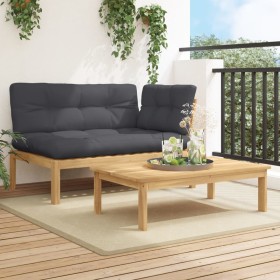 Garden pallet sofa set with 2 acacia wood cushions. by , Outdoor sofas - Ref: Foro24-3324823, Price: 258,94 €, Discount: %