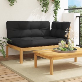 Corner garden pallet sofa with acacia wood cushions by , Outdoor sofas - Ref: Foro24-3324790, Price: 211,37 €, Discount: %