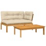 Garden pallet sofa set with 2 acacia wood cushions. by , Outdoor sofas - Ref: Foro24-3324819, Price: 267,81 €, Discount: %