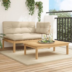 Garden pallet sofa set with 2 acacia wood cushions. by , Outdoor sofas - Ref: Foro24-3324825, Price: 263,11 €, Discount: %