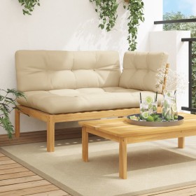 Ecksofa aus Paletten für den Garten mit Akazienholz-Kissen. von , Outdoor-Sofas - Ref: Foro24-3324789, Preis: 215,94 €, Rabat...