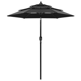 3-level black umbrella with a 2m aluminum pole by vidaXL, Umbrellas - Ref: Foro24-313858, Price: 46,68 €, Discount: %