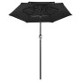 3-level black umbrella with a 2m aluminum pole by vidaXL, Umbrellas - Ref: Foro24-313858, Price: 46,68 €, Discount: %