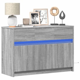 TV stand with LED in gray Sonoma engineered wood