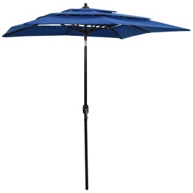 3-stöckiger Regenschirm mit blauer Aluminiumstange 2x2 m von vidaXL, Sonnenschirme - Ref: Foro24-313851, Preis: 76,53 €, Raba...