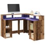 Engineered aged wood LED desktop 130x130x91 cm by , Desks - Ref: Foro24-3309454, Price: 211,19 €, Discount: %