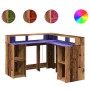 Engineered aged wood LED desktop 130x130x91 cm by , Desks - Ref: Foro24-3309454, Price: 211,19 €, Discount: %