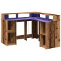 Engineered aged wood LED desktop 130x130x91 cm by , Desks - Ref: Foro24-3309454, Price: 211,19 €, Discount: %