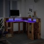 Escritorio con LED madera ingeniería envejecida 130x130x91 cm de , Escritorios - Ref: Foro24-3309454, Precio: 227,99 €, Descu...