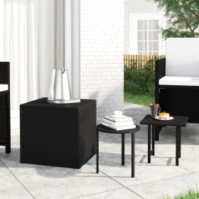 Garden side tables 3 pieces synthetic black rattan by , Garden tables - Ref: Foro24-3324831, Price: 62,99 €, Discount: %