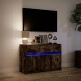 LED TV stand in smoked oak engineered wood, 91x34x61 cm by , TV Furniture - Ref: Foro24-852184, Price: 104,47 €, Discount: %