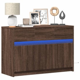 LED TV stand in brown oak engineered wood, 91x34x61 cm by , TV Furniture - Ref: Foro24-852186, Price: 108,99 €, Discount: %