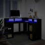 Escritorio con luz LED madera ingeniería negro 130x130x91 cm de , Escritorios - Ref: Foro24-3309448, Precio: 238,08 €, Descue...