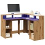 Escritorio con luz LED madera ingeniería artisian 130x130x91 cm de , Escritorios - Ref: Foro24-3309455, Precio: 211,19 €, Des...